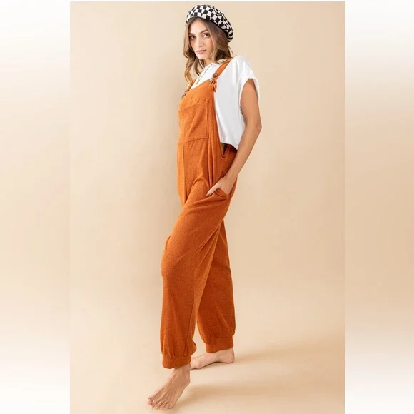 Solid Adjustable Strap Sweater Jumpsuit - Picture 4 of 6